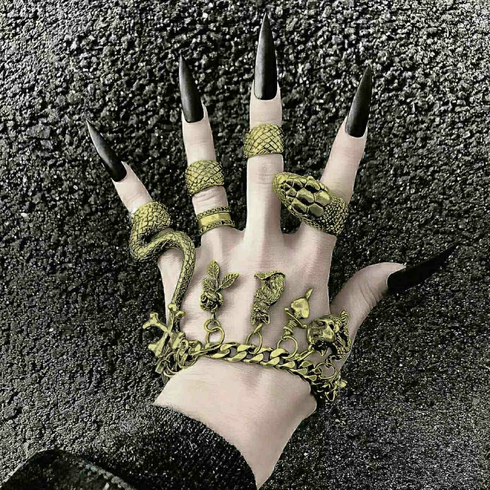 Egyptian Style Serpentine Snake Ring Set